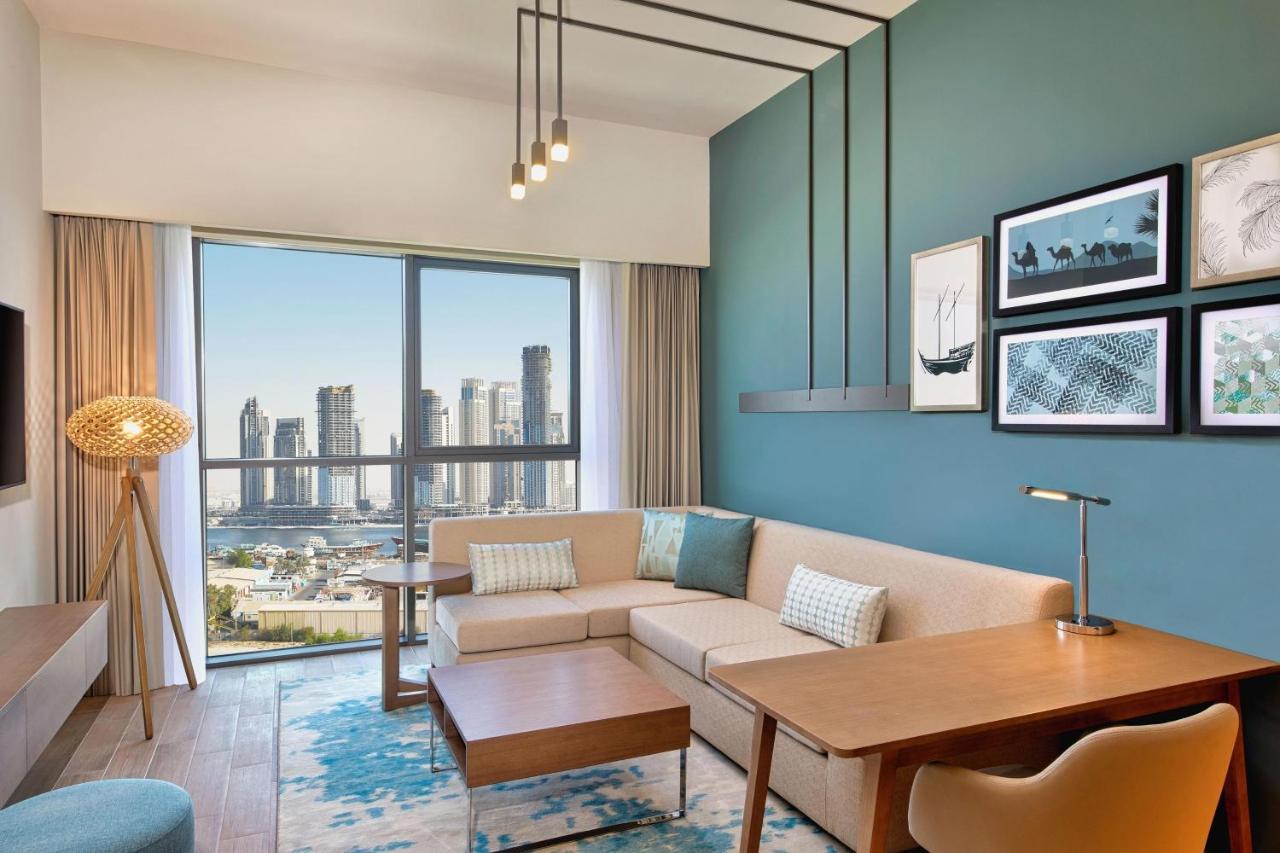 Apartment mit 1 Schlafzimmer mit 1 Kingsize-Bett, Schlafsofa, Blick auf den Creek (kostenloser Transfer zur Dubai Mall, Festival City Mall, J1 Beach & Al Jaddaf Metro)